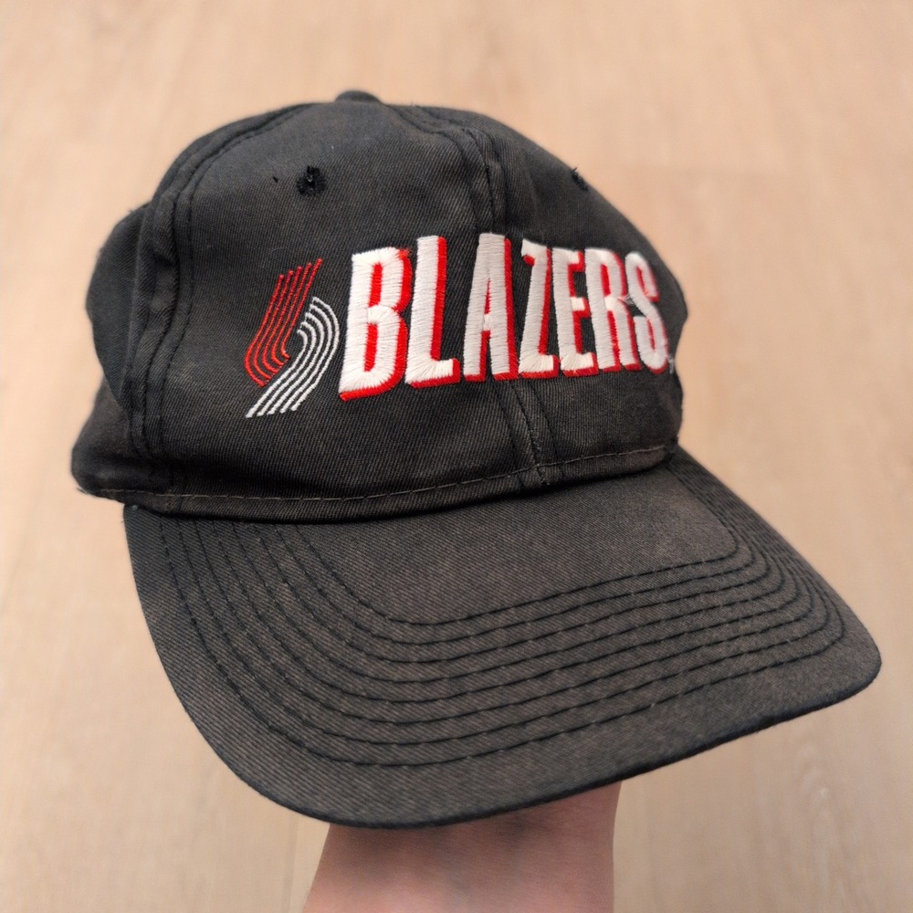 Vintage Portland Trail Blazers Snapback Hat The G Cap Black Green Underbrim NBA